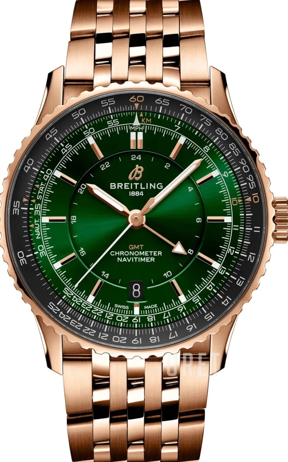 Navitimer Automatic GMT 41 Grön/18 karat röd guld Ø41 mm