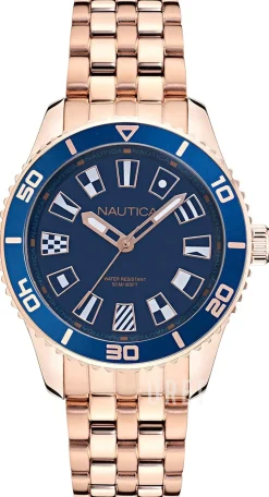 Pacific Beach Blå/Roséguldstonat stål Ø36 mm