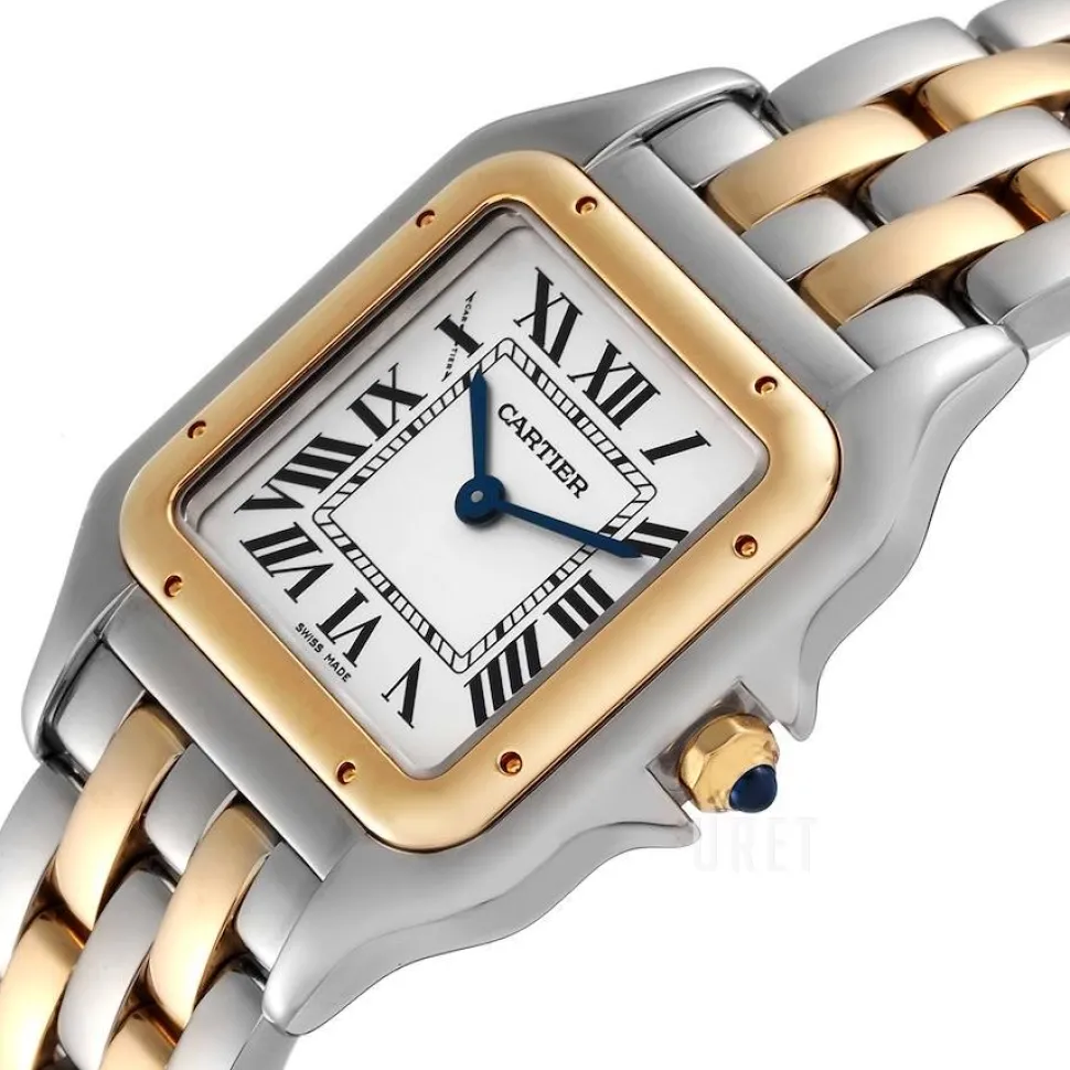 Panthere De Silverfärgad/18 karat gult guld