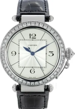 Pasha Silverfärgad/Läder Ø42 mm