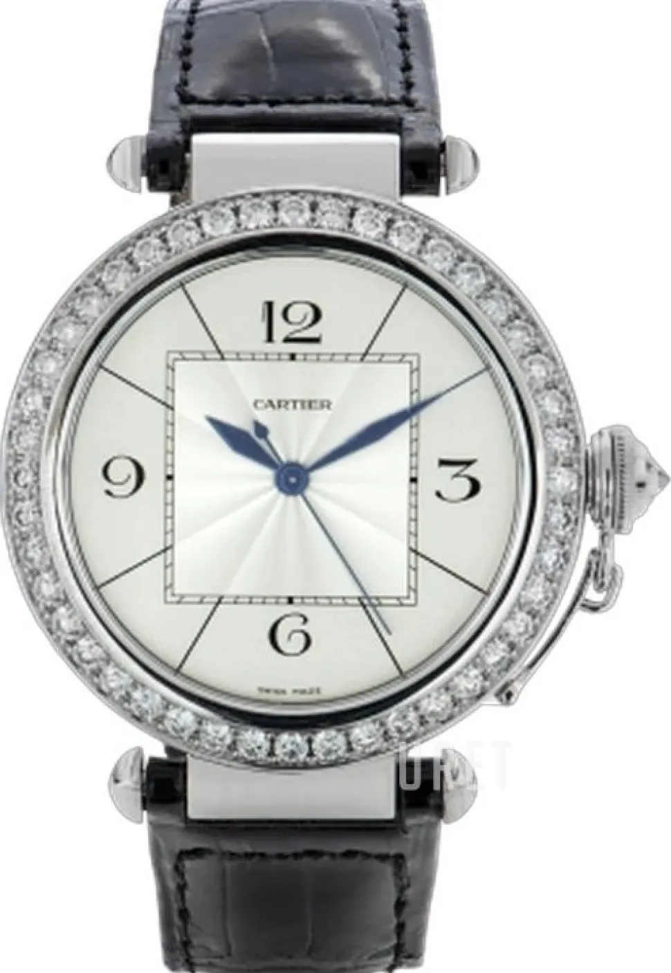 Pasha Silverfärgad/Läder Ø42 mm