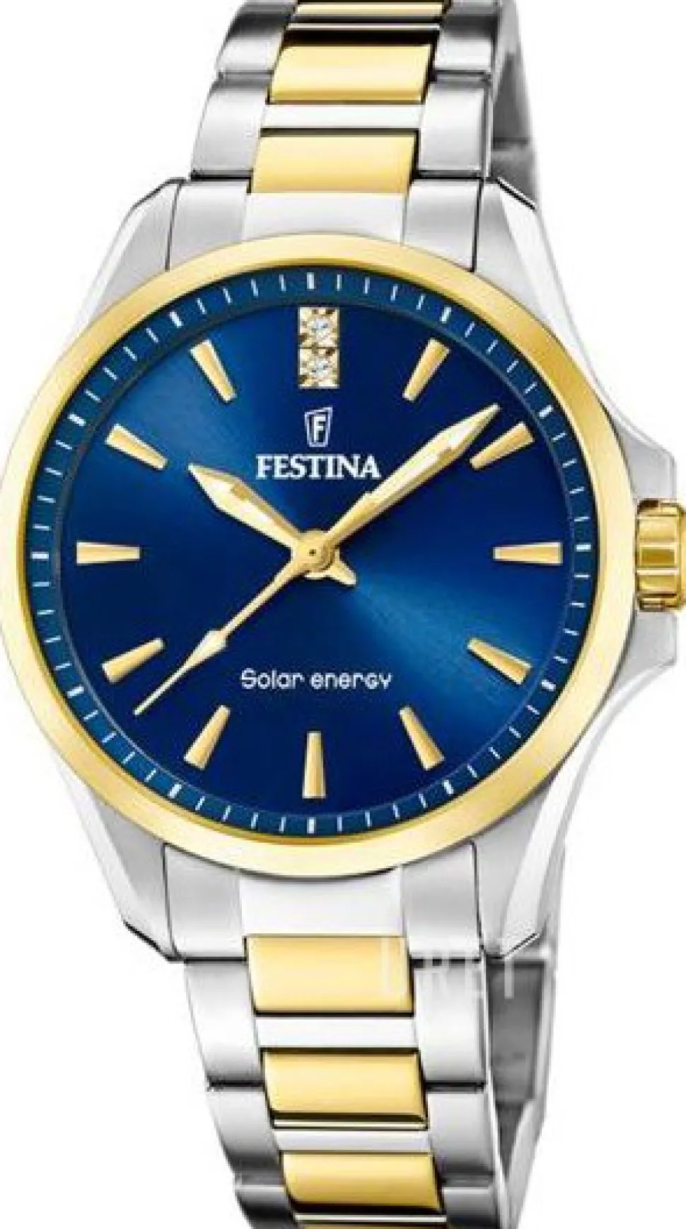 Petite Blå/Gulguldtonat stål Ø34 mm