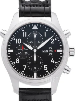 Pilots Double Chronograph Svart/Läder Ø46 mm