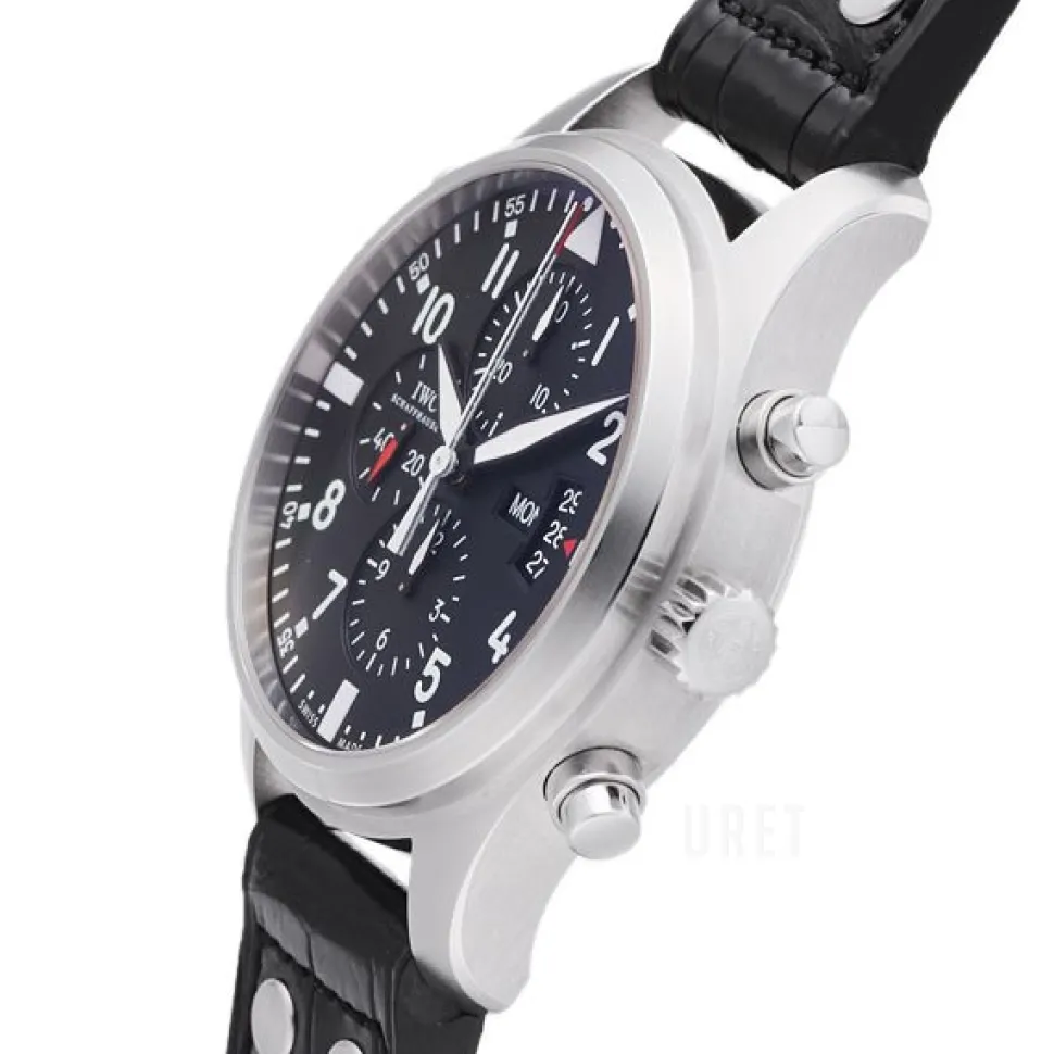 Pilots Double Chronograph Svart/Läder Ø46 mm