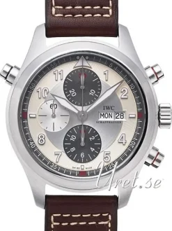 Pilots Spitfire Double Chronograph Silverfärgad/Läder Ø44 mm