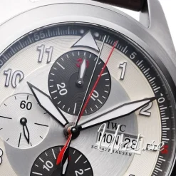 Pilots Spitfire Double Chronograph Silverfärgad/Läder Ø44 mm