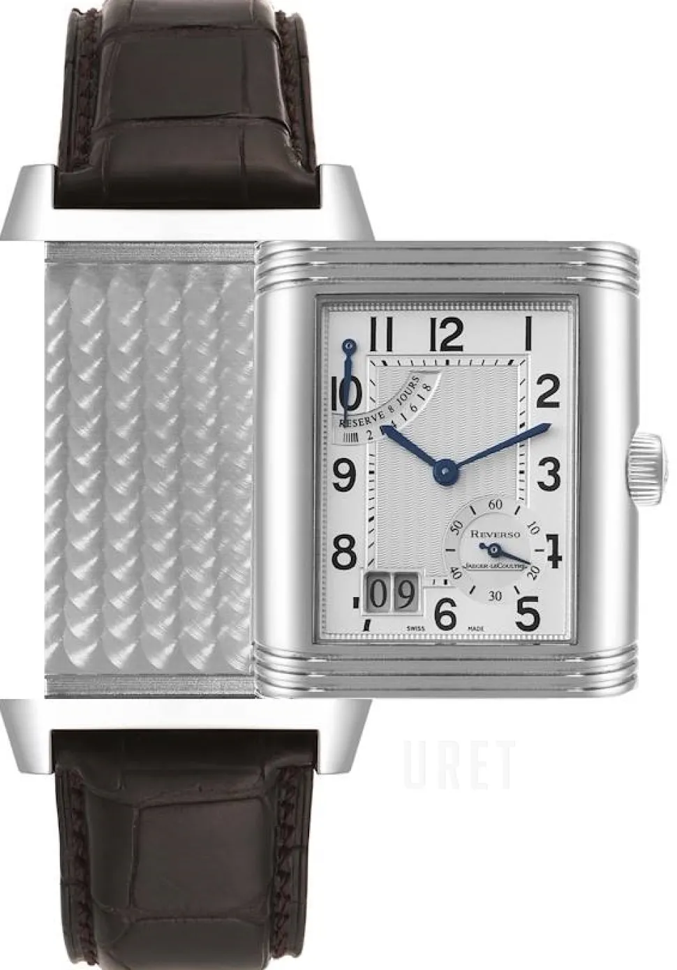 Reverso Grande Silverfärgad/Läder 46x29 mm