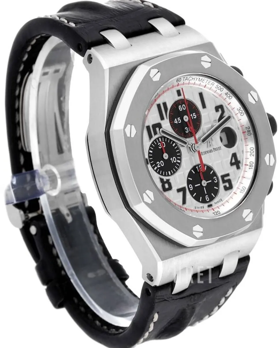 Royal Oak Offshore Chronograph Silverfärgad/Läder Ø42 mm