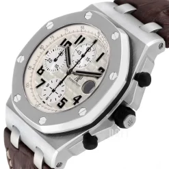 Royal Oak Offshore Safari Chronograph Vit/Läder Ø42 mm