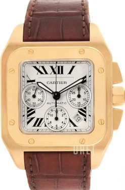 Santos 100 Silverfärgad/Läder 43x43 mm