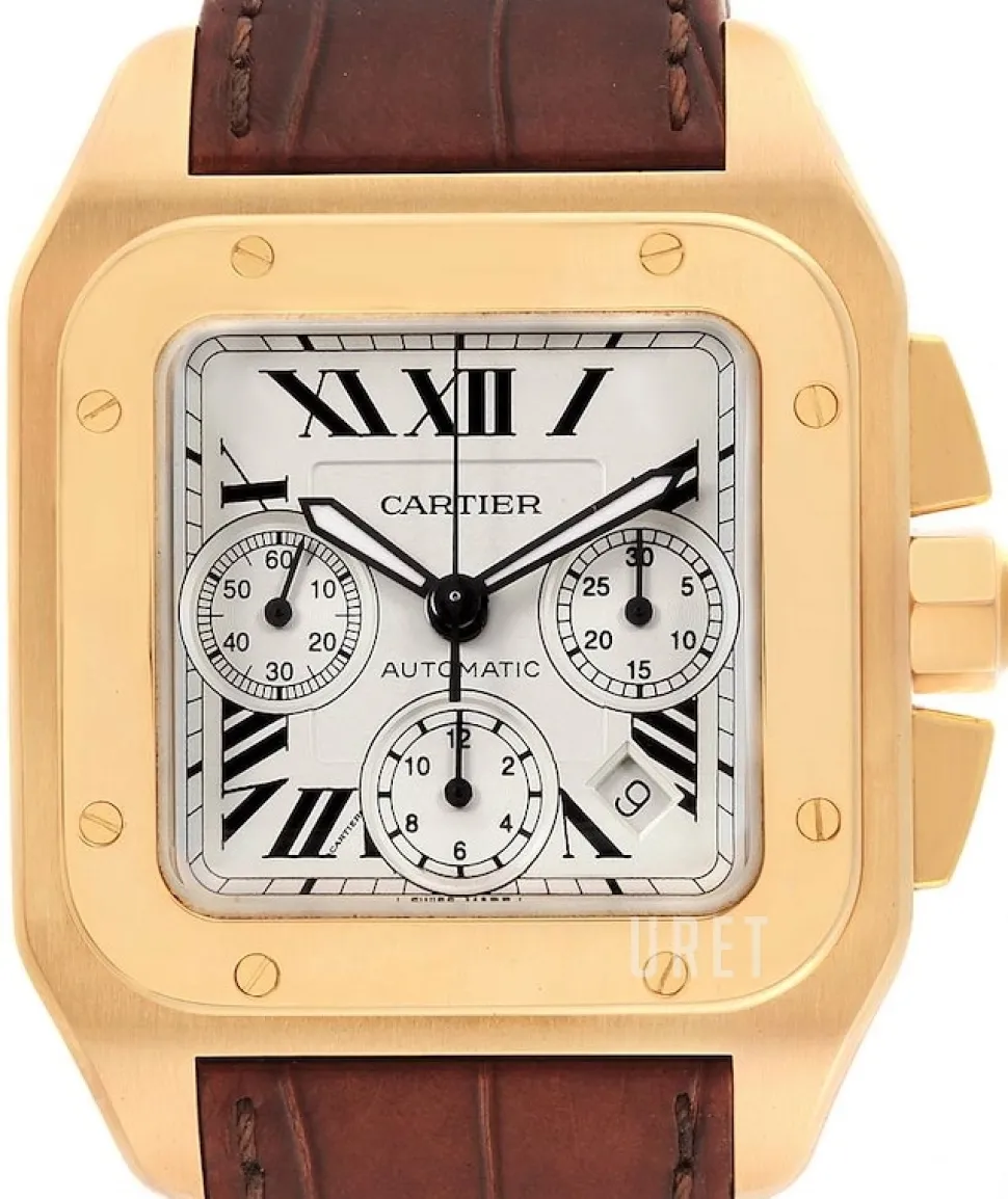 Santos 100 Silverfärgad/Läder 43x43 mm