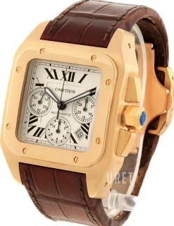 Santos 100 Silverfärgad/Läder 43x43 mm