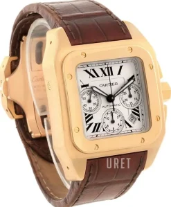 Santos 100 Silverfärgad/Läder 43x43 mm