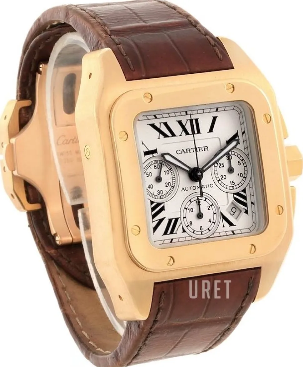 Santos 100 Silverfärgad/Läder 43x43 mm