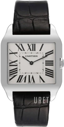 Santos Dumont Silverfärgad/Läder 35x29 mm