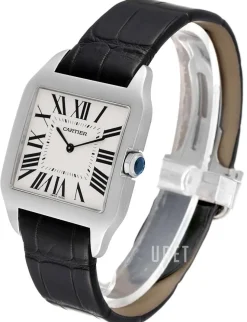 Santos Dumont Silverfärgad/Läder 35x29 mm