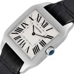 Santos Dumont Silverfärgad/Läder 35x29 mm