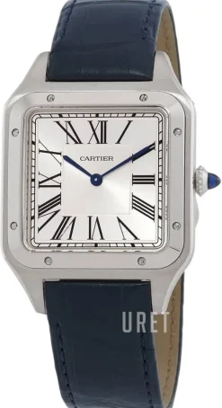 Santos Dumont Silverfärgad/Läder 46.6x33.9 mm