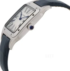 Santos Dumont Silverfärgad/Läder 46.6x33.9 mm