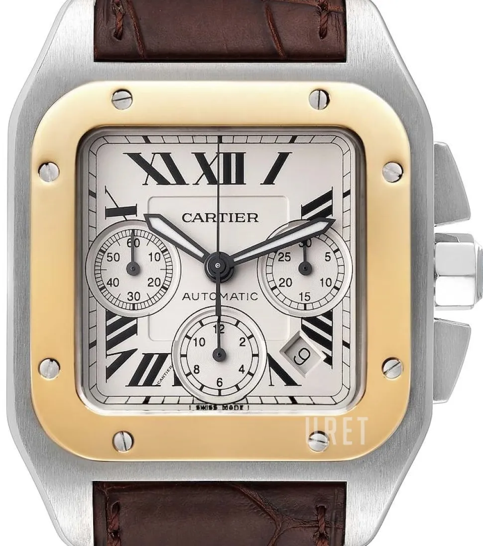 Santos Santos 100 Silverfärgad/Läder 38x38 mm