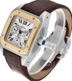 Santos Santos 100 Silverfärgad/Läder 38x38 mm