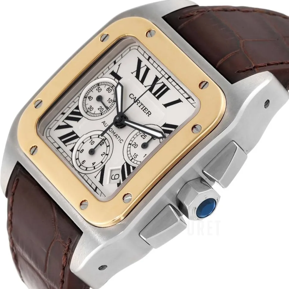 Santos Santos 100 Silverfärgad/Läder 38x38 mm