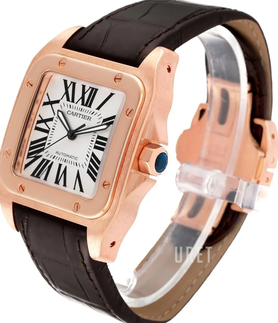 Santos Santos 100 Silverfärgad/Läder 38x38 mm