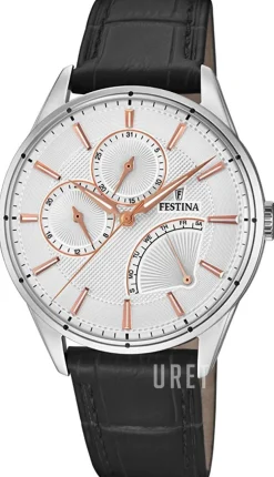 Silverfärgad/Läder Ø41 mm