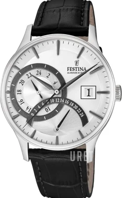 Silverfärgad/Läder Ø42 mm