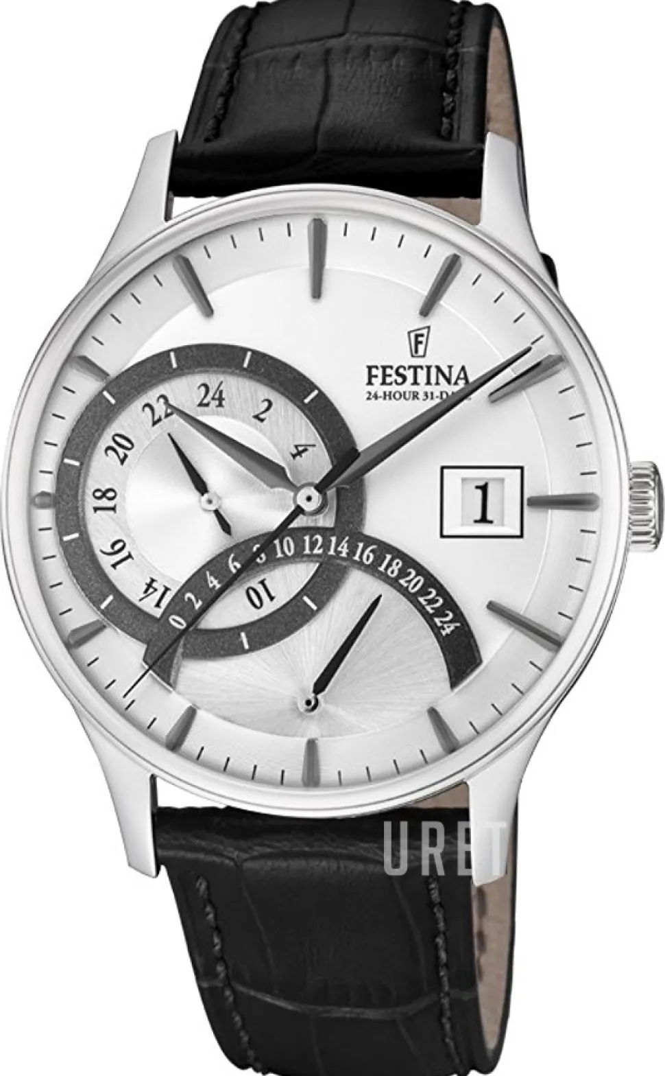 Silverfärgad/Läder Ø42 mm