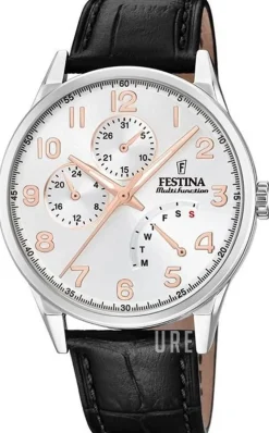 Silverfärgad/Läder Ø42 mm