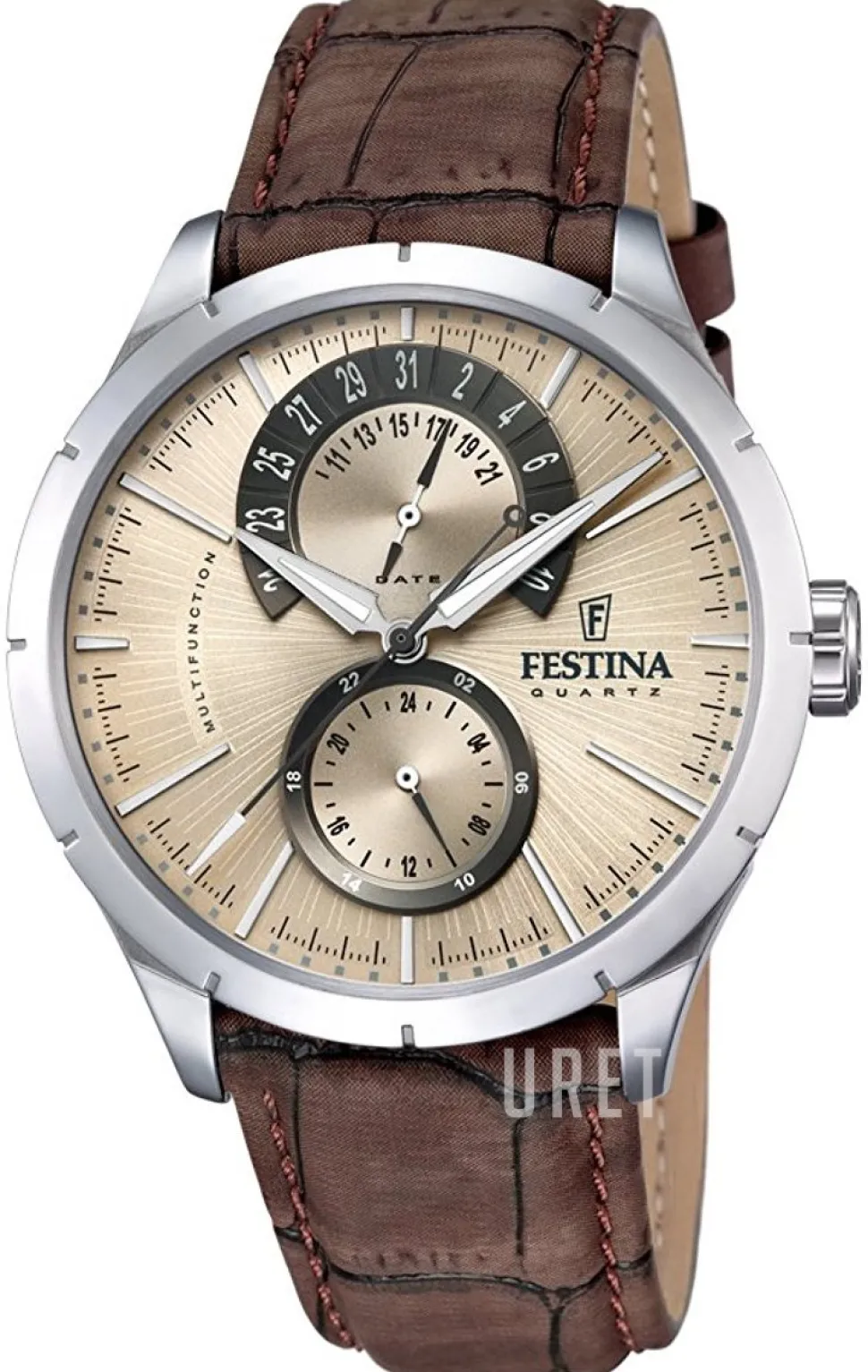 Silverfärgad/Läder Ø44 mm