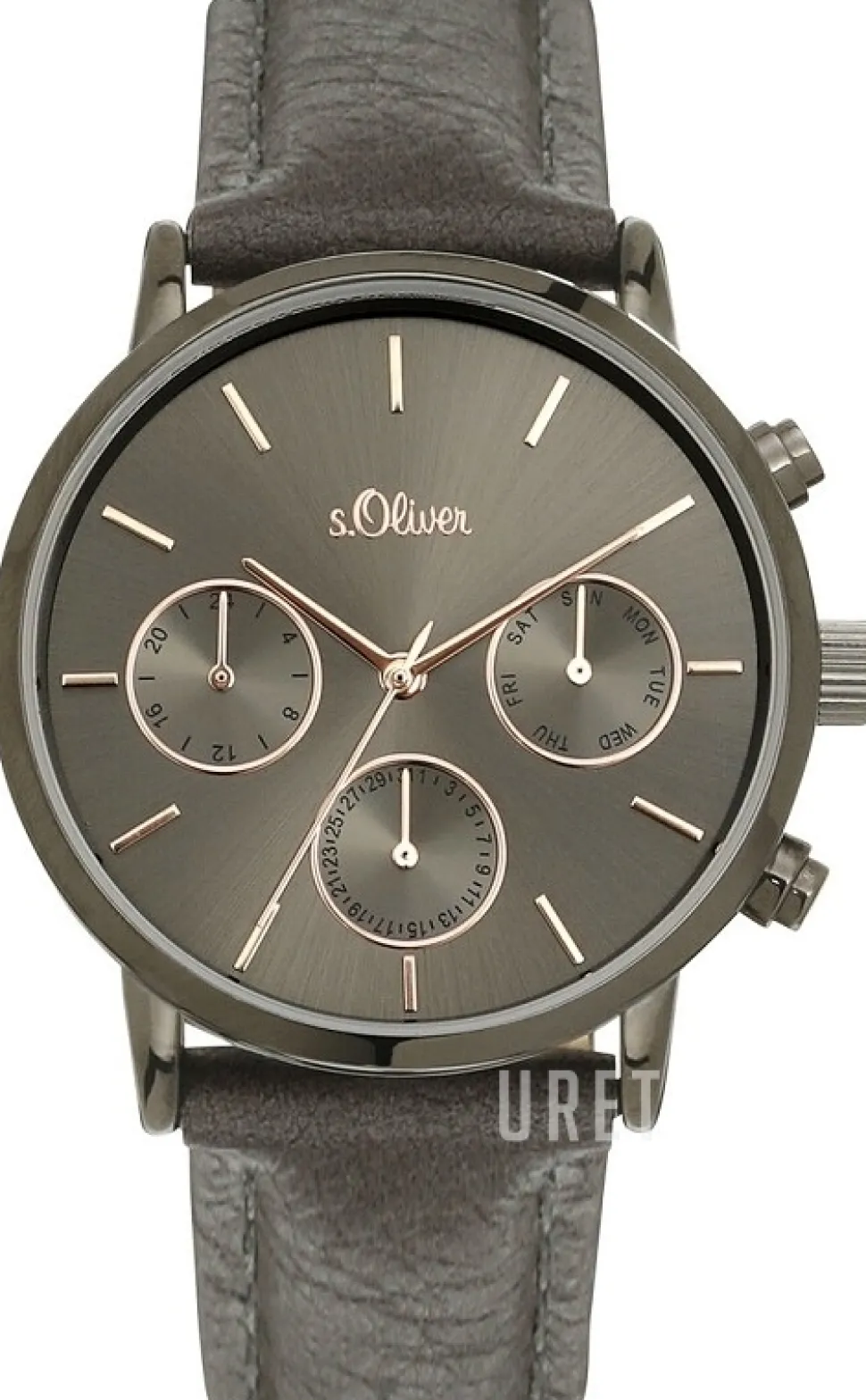 S.Oliver Classic Grå/Läder Ø38 mm