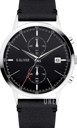 S.Oliver Classic Svart/Läder Ø44 mm