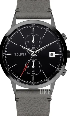 S.Oliver Classic Svart/Läder Ø44 mm