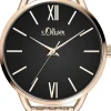 S.Oliver Classic Svart/Roséguldstonat stål Ø36 mm