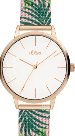S.Oliver Classic Vit/Roséguldstonat stål Ø36 mm