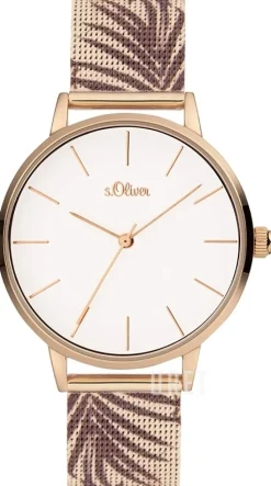 S.Oliver Classic Vit/Roséguldstonat stål Ø36 mm