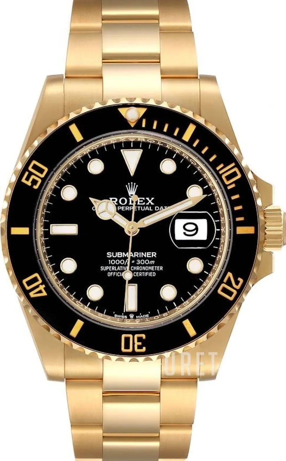 Svart/18 karat vitt guld Ø41 mm