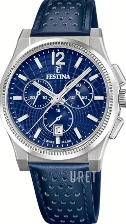 Swiss Made Blå/Läder Ø42.5 mm