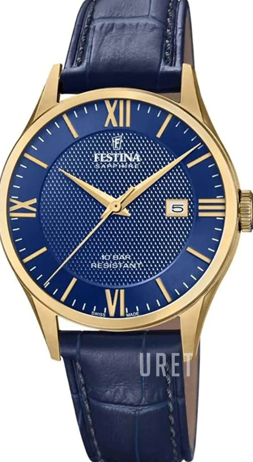 Swiss Made Blå/Läder Ø40 mm