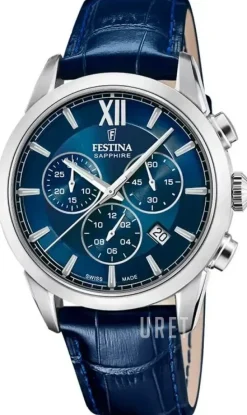 Swiss Made Blå/Läder Ø41 mm