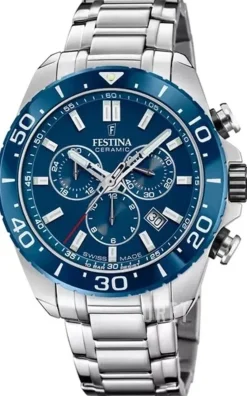 Swiss Made Blå/Stål Ø44 mm