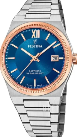 Swiss Made Blå/Stål Ø40 mm