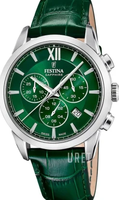 Swiss Made Grön/Läder Ø41 mm