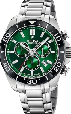 Swiss Made Grön/Stål Ø44 mm