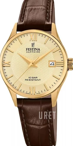 Swiss Made Guld/Läder Ø29 mm