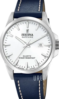 Swiss Made Silverfärgad/Läder Ø41 mm