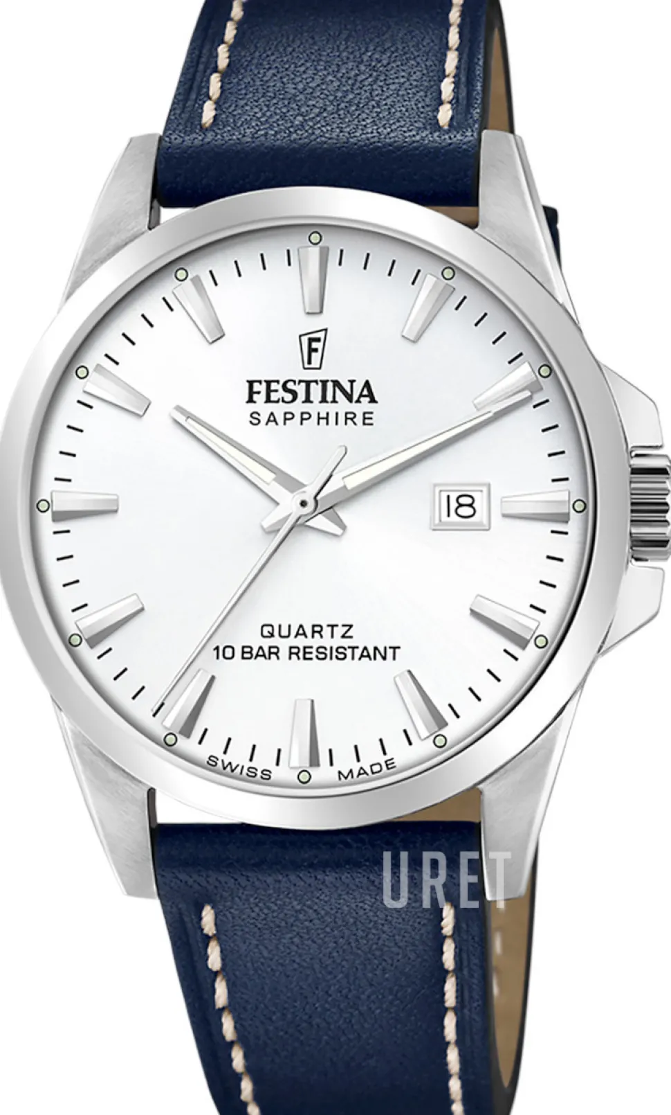 Swiss Made Silverfärgad/Läder Ø41 mm