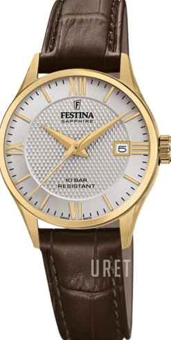 Swiss Made Silverfärgad/Läder Ø29 mm